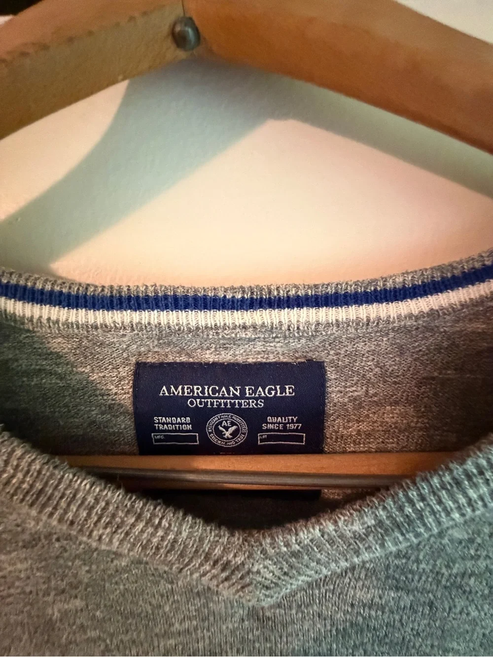 American Eagle Outfitters Men's Heather Gray V-Neck Sweater